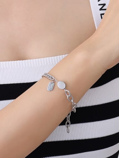 Steel bracelet 20cm Titanium Steel Geometric Minimalist Link Bracelet