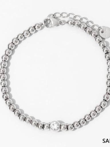 SAP729 Steel Bracelet Trend Geometric Stainless steel Cubic Zirconia Bracelet and Necklace Set
