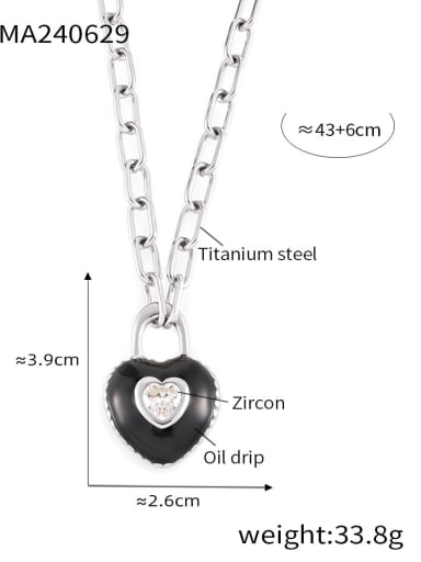 P1854 Steel Necklace Titanium Steel Cubic Zirconia Heart Trend Necklace