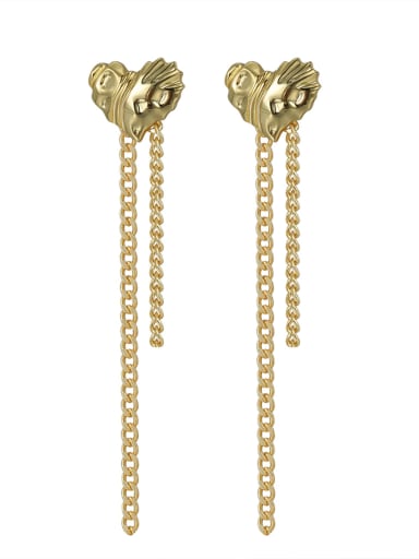 Brass Heart Tassel Vintage Threader Earring