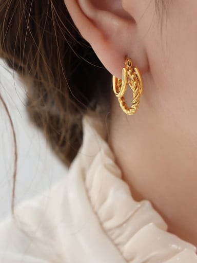 F941 Gold Earrings Titanium Steel Geometric Trend Hoop Earring