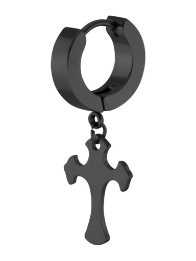 Black (Single -Only One) Titanium Steel Cross Minimalist Single Earring(Single -Only One)
