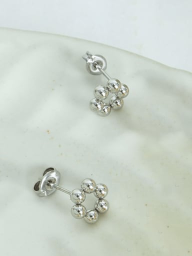 Titanium Steel Bead Flower Minimalist Stud Earring