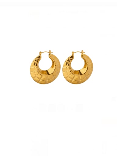 F418 Gold Earrings Titanium Steel Geometric Hip Hop Huggie Earring