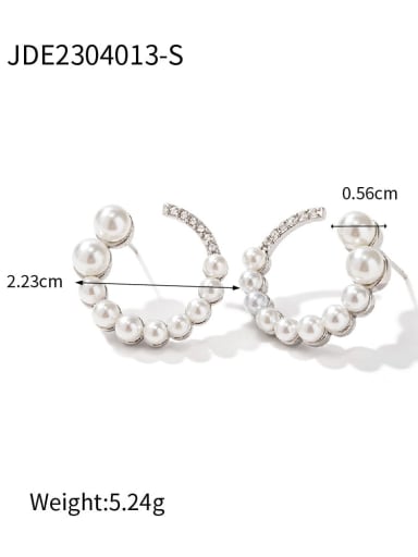 JDE2304013 S Stainless steel Imitation Pearl Geometric Dainty Stud Earring