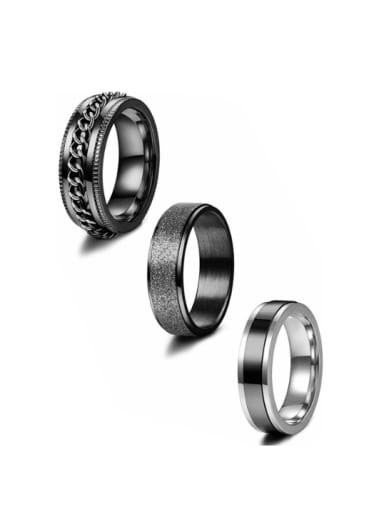 Stainless Steel Geometric Hip Hop Stackable Men's Ring Set