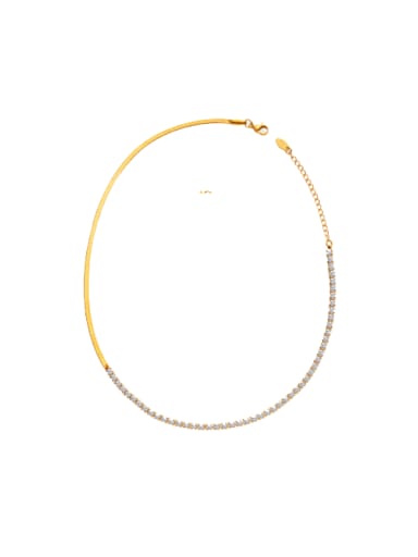 P281 gold necklace 35 +5cm Titanium Steel Cubic Zirconia Minimalist Geometric  Bracelet and Necklace Set