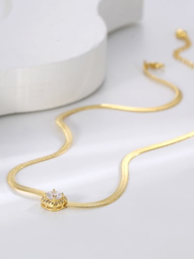 H01157 White +gold Brass Cubic Zirconia Geometric Vintage Snake Bone Chain Necklace
