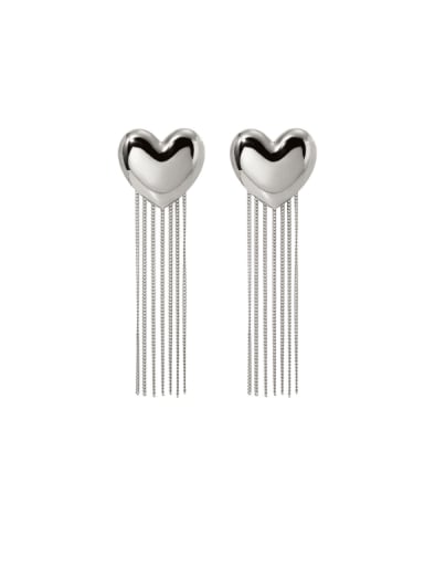 custom Stainless steel Heart Tassel Hip Hop Threader Earring