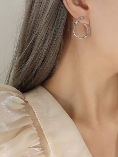 A pair of Steel Earrings Titanium Steel Geometric Trend Hoop Earring