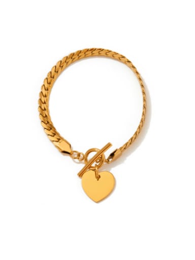 SAK747 Gold Stainless steel Heart Hip Hop Link Bracelet