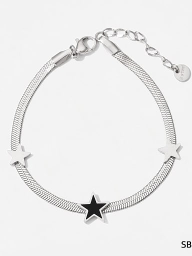 SBP032 Bracelet Black Stainless steel Trend Pentagram  Cubic Zirconia Bracelet and Necklace Set