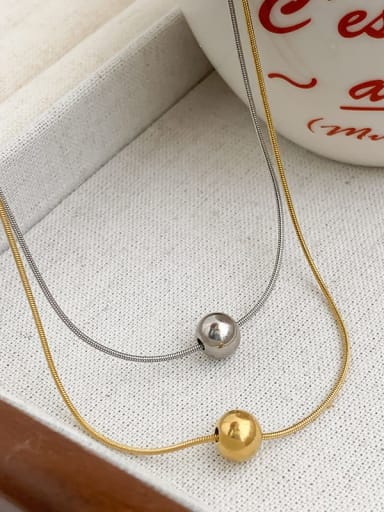 Small round bead 7mm necklace in gold Titanium Steel Locket Minimalist Necklace