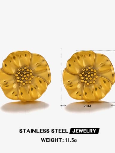 Flower Earrings Gold 2 Stainless steel Imitation Pearl Flower Trend Stud Earring