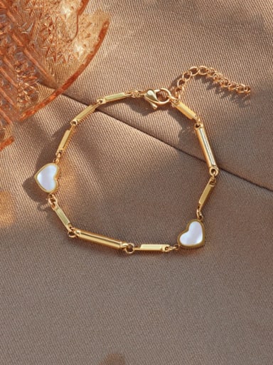 Gold bracelet 16+4cm Titanium 316L Stainless Steel Shell Heart Vintage Bracelet with e-coated waterproof