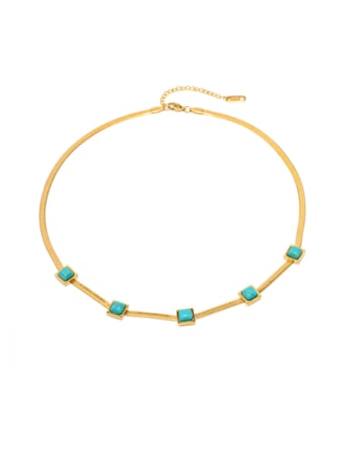 Stainless steel Turquoise Geometric Vintage Necklace