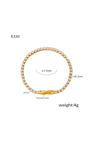 E330 Gold White Zircon Bracelet Titanium Steel Cubic Zirconia Geometric Vintage Bracelet