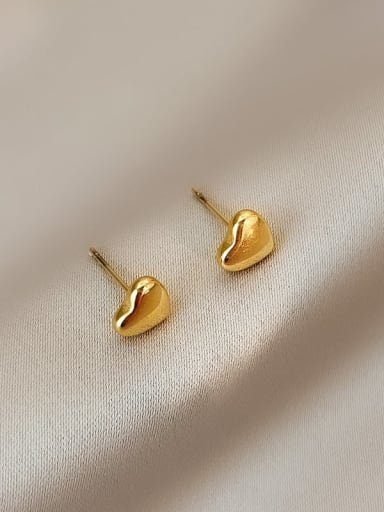 U226 Heart shaped Earrings Gold Titanium Steel Heart Dainty Stud Earring