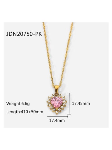 JDN20750 PK Stainless steel Cubic Zirconia Heart Statement Necklace