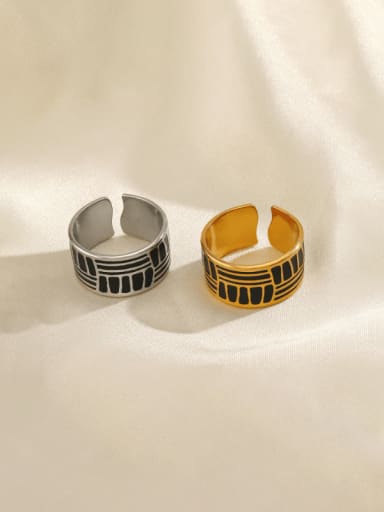 Stainless steel Enamel Geometric Trend Band Ring