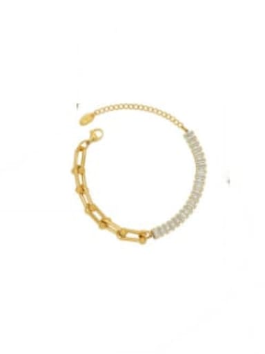 E044 Gold Bracelet Titanium Steel Cubic Zirconia Minimalist Geometric  Bracelet and Necklace Set