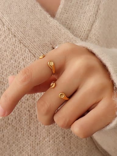 A322 gold ring Titanium Steel Geometric Minimalist Band Ring