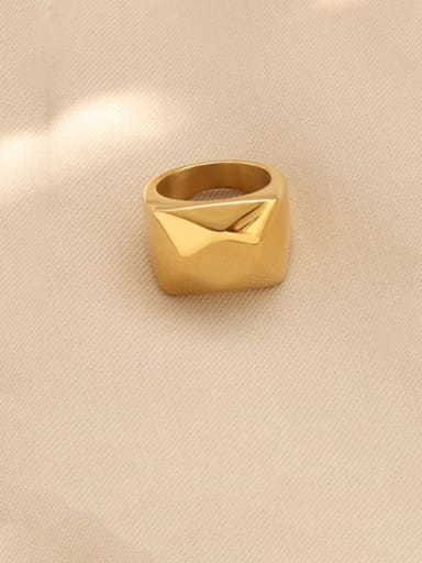 Gold Titanium 316L Stainless Steel Smooth Geometric Artisan Band Ring with e-coated waterproof