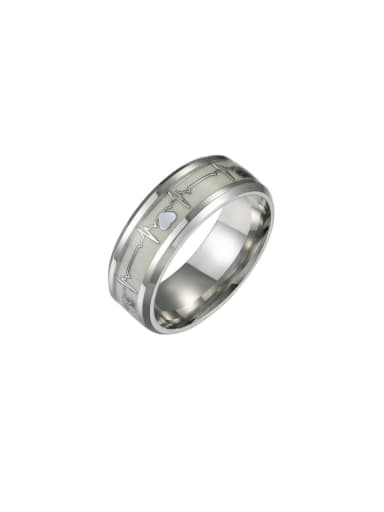 Stainless steel Enamel Heart Hip Hop  Noctilucent Men's Ring