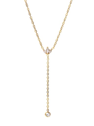 Stainless steel Cubic Zirconia Geometric Dainty Lariat Necklace