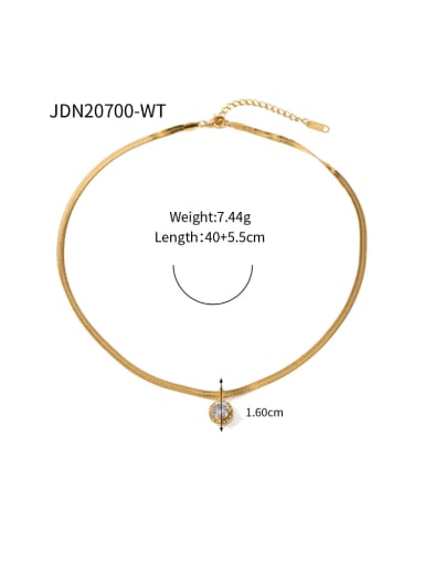 JDN20700 WT Stainless steel Cubic Zirconia Geometric Minimalist Necklace