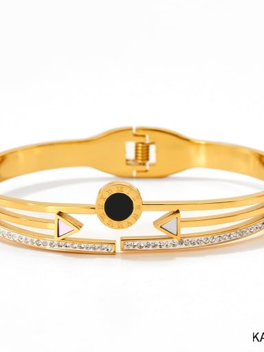 KAS897 Gold Stainless steel Cubic Zirconia Geometric Trend Band Bangle