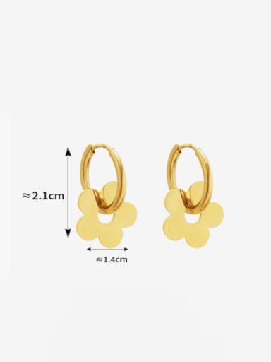 Golden Flower Earrings Titanium Steel Hollow Flower Trend Huggie Earring