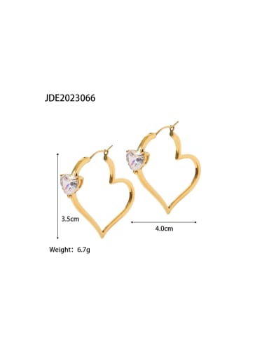 Stainless steel Cubic Zirconia Heart Trend Hoop Earring