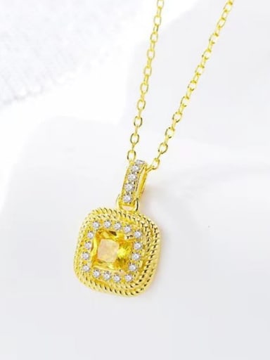 Small sugar necklace gold Titanium Steel Cubic Zirconia Minimalist Square Earring Ring and Necklace Set