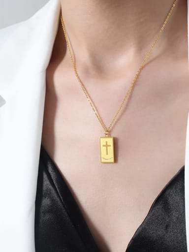 P1622 Gold Necklace 40 +5cm Titanium Steel Agate Geometric Trend Beaded Necklace