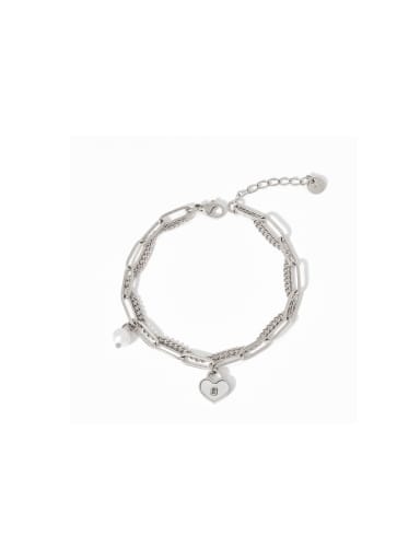 custom Stainless steel Freshwater Pearl Heart Trend Link Bracelet