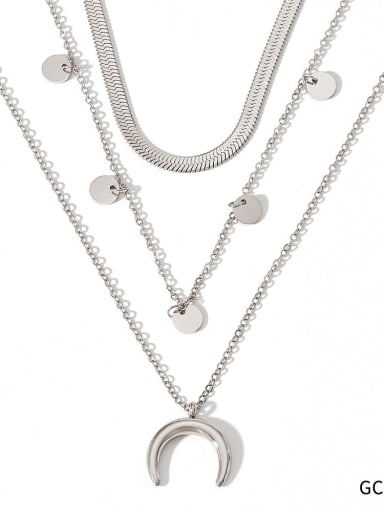 Stainless steel Moon Trend Multi Strand Necklace