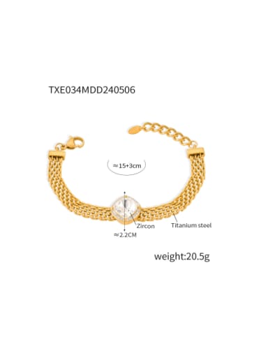 TXE034 Gold Bracelet Titanium Steel Cubic Zirconia Hip Hop Water Drop Bracelet and Necklace Set