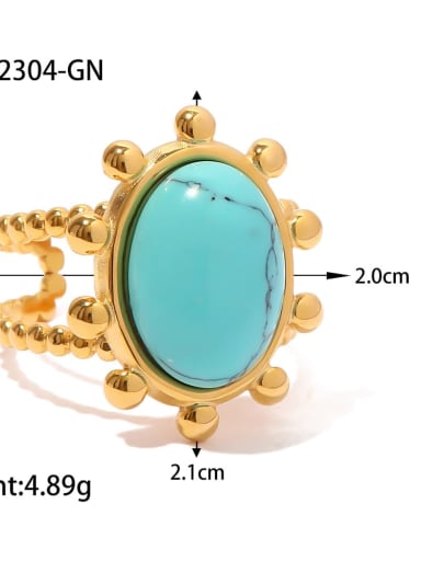 JDR202304 GN Stainless steel Turquoise Oval Vintage Midi Ring