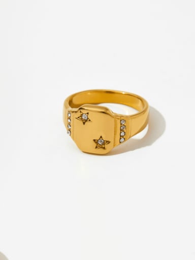 Star studded diamond gold KBJ385 Stainless steel Geometric Vintage Band Ring