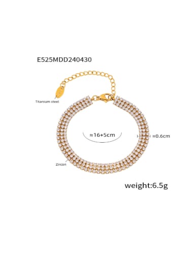 E525 Gold White Zircon Bracelet Titanium Steel Cubic Zirconia Geometric Vintage Bracelet