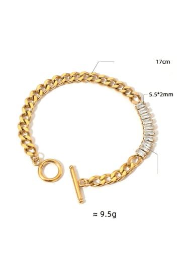 SAK850 Gold Bracelet Powder Stainless steel Cubic Zirconia Minimalist Geometric Bracelet and Necklace Set