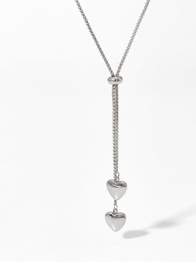 Stainless steel Heart Minimalist Lariat Necklace