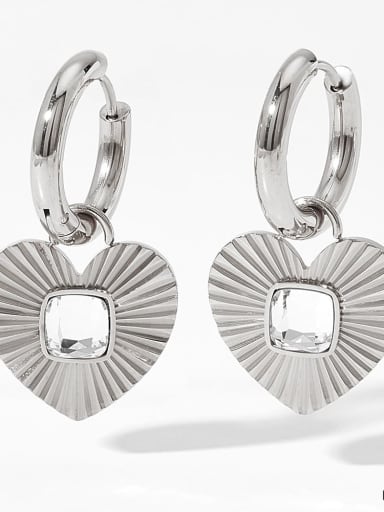 Stainless steel Cubic Zirconia Heart Trend Stud Earring