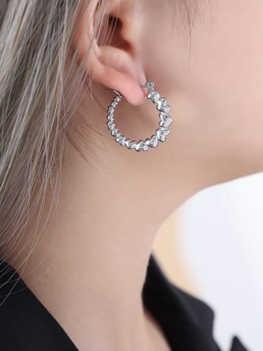 F901 Steel Color Earrings Titanium Steel Freshwater Pearl Geometric Trend Stud Earring