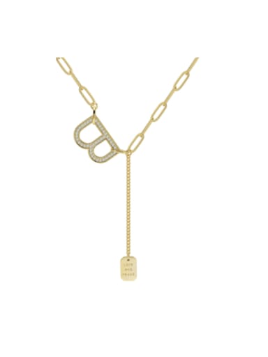 Brass Cubic Zirconia Geometric Minimalist Lariat Necklace