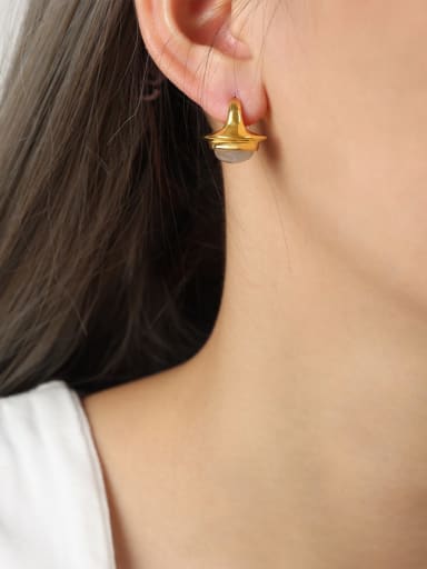 F1148 Gold Earrings Titanium Steel Natural Stone Geometric Trend Stud Earring