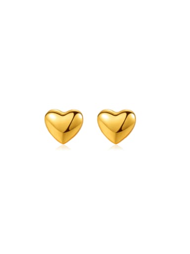 Golden Love Earrings Titanium Steel Heart Minimalist Stud Earring