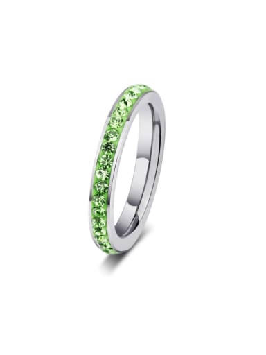 green Stainless steel Rhinestone Geometric Minimalist Band Ring