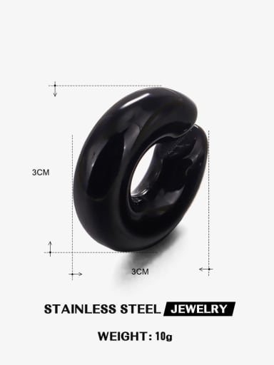 1 black glossy ear clip Stainless steel Geometric Hip Hop Single Earring